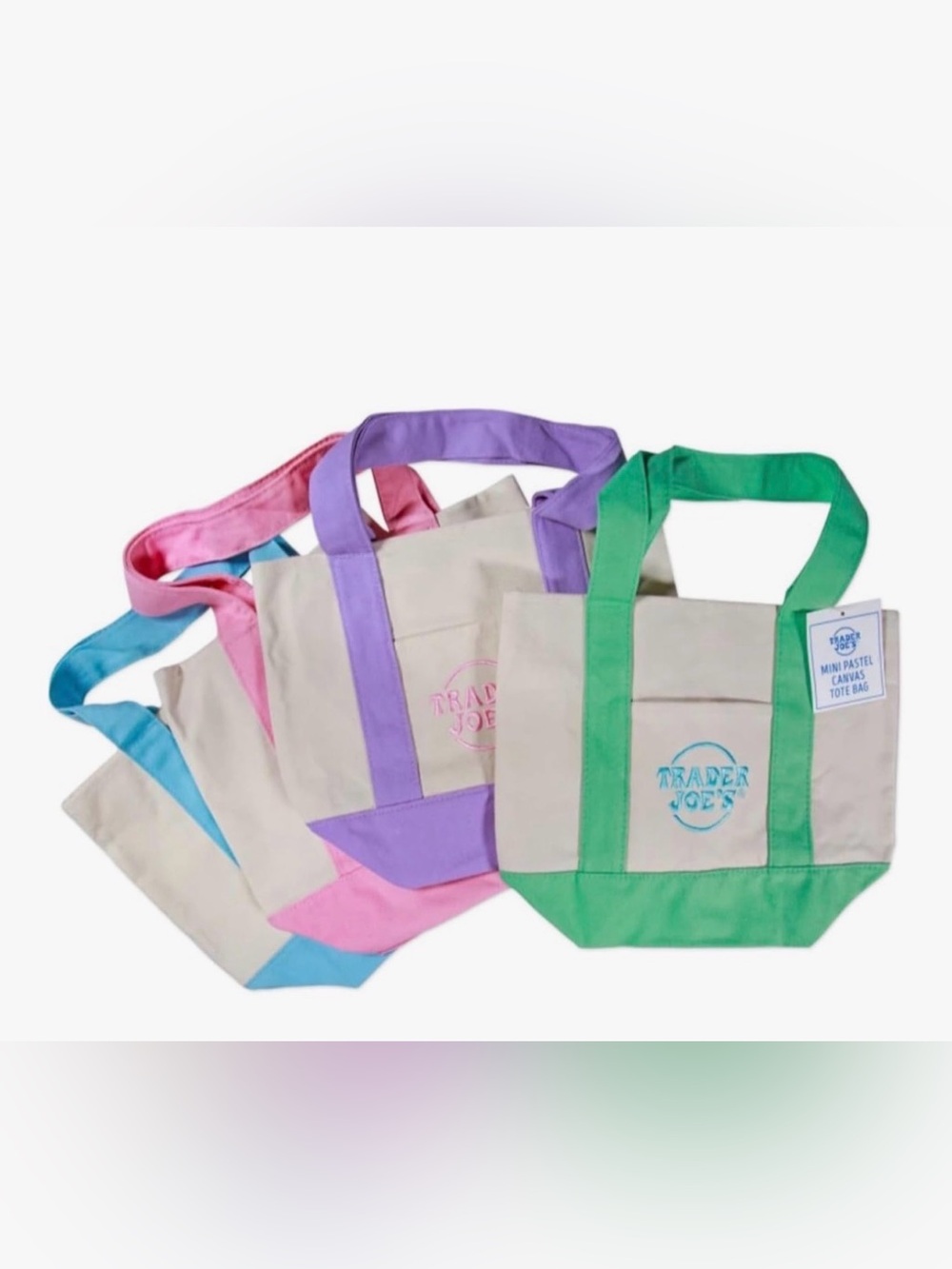 Trader Joe's Mini Canvas Totes (MANY COLORS AVAILABLE) - Sets/bundles available - Picture 10 of 11